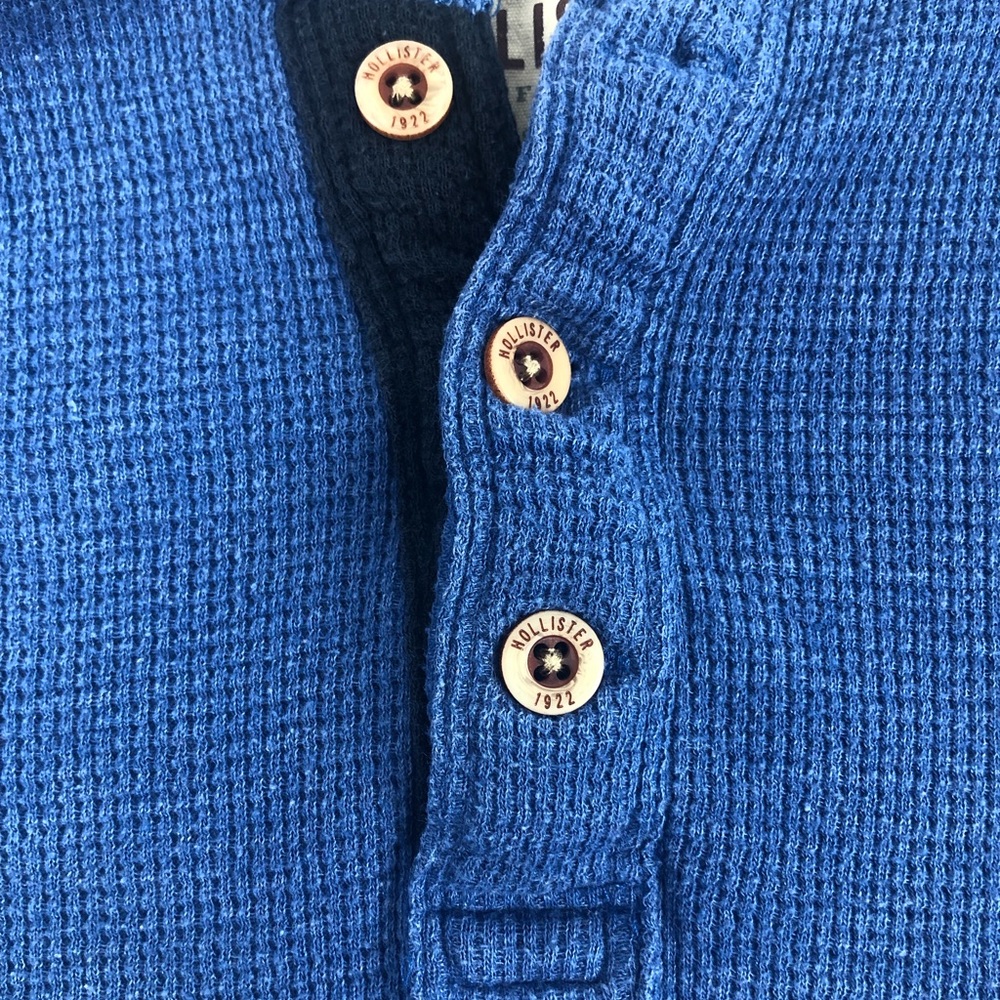 Hollister Co. Blue Long Sleeve Waffle Henley Tee - Picture 8 of 8